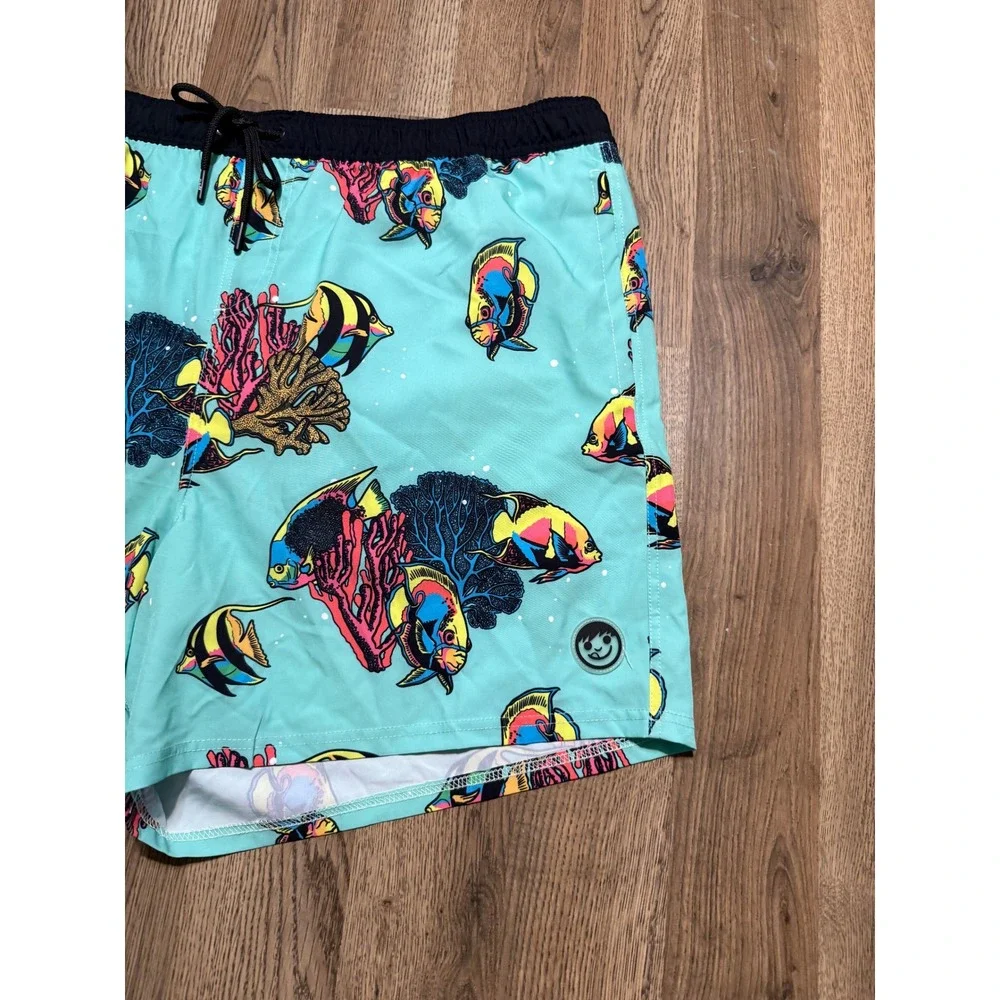 Neff Shorts Mens Size 3XL Aqua Blue Tropical Fish Board Shorts Swim Trunks